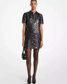 Короткое платье-рубашка из шелка Michael Michael Kors, серебряный