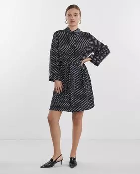 Короткое платье-рубашка с длинными рукавами Yas, черный