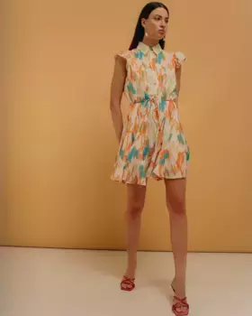 Короткое платье-рубашка с оборкой Niza, мультиколор