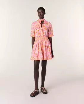 Короткое платье-рубашка с принтом Maje, оранжевый