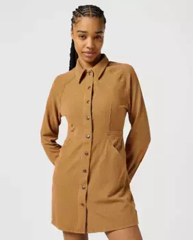 Короткое платье-рубашка с принтом Wrangler, коричневый