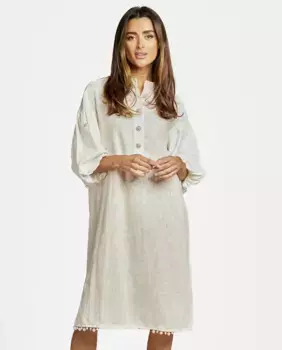 Короткое платье-рубашка с рукавами-фонариками Alma en Pena, белый