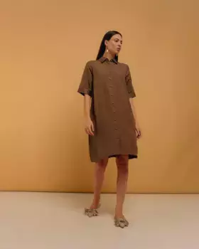 Короткое платье-рубашка слегка расклешенного силуэта Niza, хаки