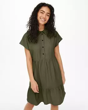 Короткое платье-рубашка свободного кроя с рюшами jdy, бежевый