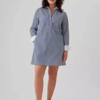 Короткое платье-рубашка в полоску Gap, белый