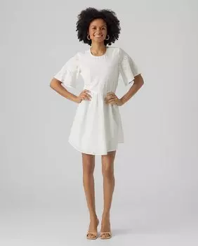 Короткое платье с ажурным принтом Vero Moda, белый