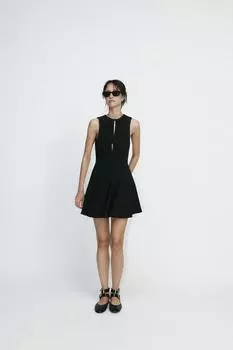 Короткое платье с бантами и годе-подростком ZARA, черный