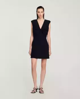 Короткое платье с бантом Sandro, черный