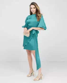 Короткое платье с бантом Veneno en la piel, бирюзовый