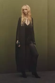 Короткое платье с бисерами x кейт мосс ZARA, черный