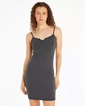 Короткое платье с бретелями и облегающим кроем Tommy Jeans, черный