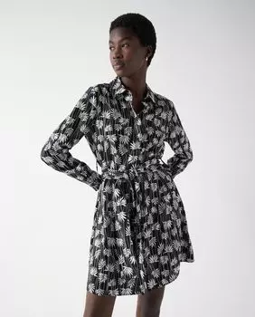 Короткое платье с цветочным принтом и длинными рукавами Salsa Jeans, черный