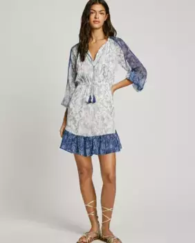 Короткое платье с цветочным принтом Pepe Jeans, синий