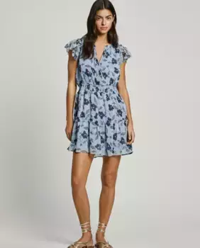 Короткое платье с цветочным принтом Pepe Jeans, голубой