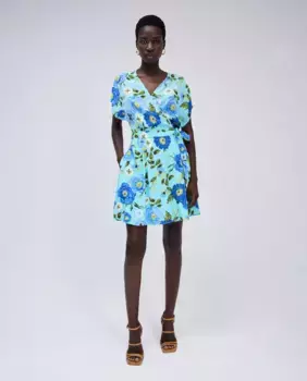 Короткое платье с цветочным принтом Salsa Jeans, синий