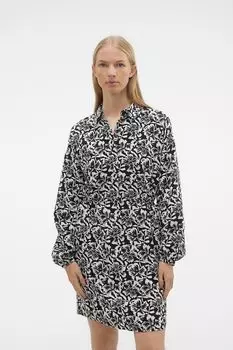 Короткое платье с цветочным принтом Vero Moda, черный