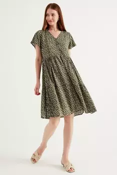 Короткое платье с цветочным узором Tbn, хаки