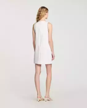 Короткое платье с деталями из страз Sandro, белый