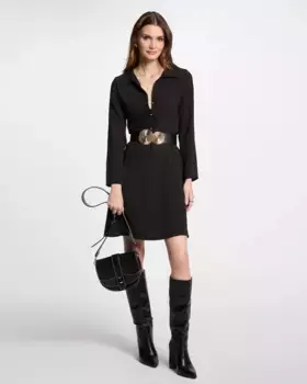 Короткое платье с длинным рукавом Morgan, черный