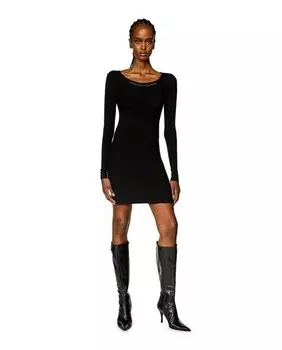 Короткое платье с длинными рукавами Diesel, черный