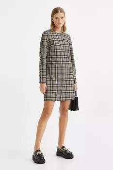 Короткое платье с длинными рукавами H&amp;M, черный/сетка