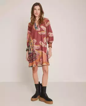 Короткое платье с длинными рукавами и принтом Trucco, мультиколор