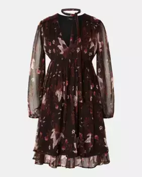 Короткое платье с длинными рукавами и скрещенным вырезом Tintoretto, цвет Ciruela