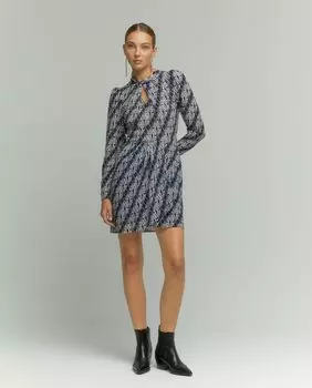 Короткое платье с длинными рукавами и принтом Tintoretto, темно-синий