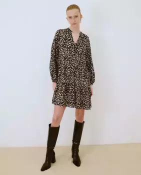 Короткое платье с длинными рукавами Object, черный