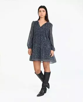 Короткое платье с длинными рукавами The-Are, синий