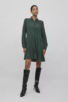 Короткое платье с длинными рукавами Vila, зеленый