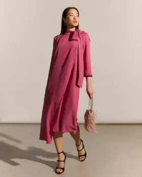 Короткое платье с длинными рукавами Woman Fiesta El Corte Ingls, розовый