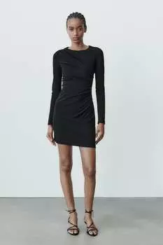 Короткое платье с драпировкой ZARA, черный