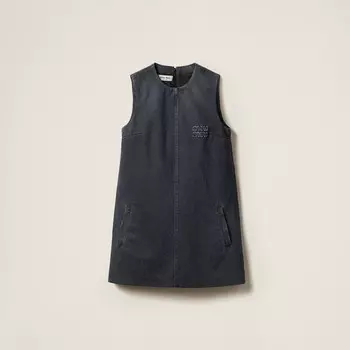 Короткое платье с дрелью Miu Miu, серый