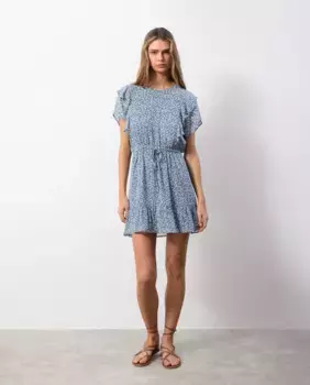 Короткое платье с двуцветным принтом Brownie, синий