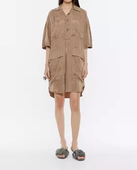 Короткое платье с французскими рукавами Bimba Y Lola, бежевый