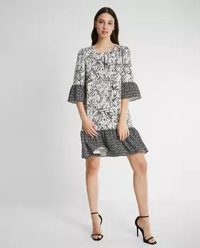 Короткое платье с французскими рукавами и коалами Trucco, черный