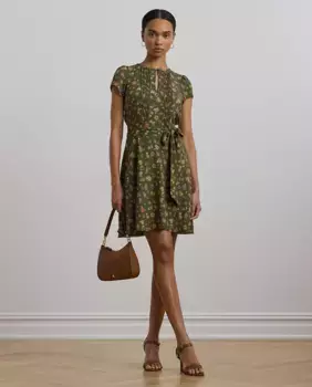 Короткое платье с французскими рукавами Lauren Ralph Lauren, зеленый