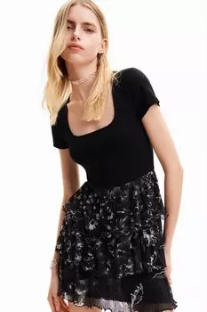 Короткое платье с глубоким вырезом Desigual, черный