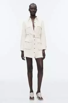 Короткое платье с карманами ZARA, экру