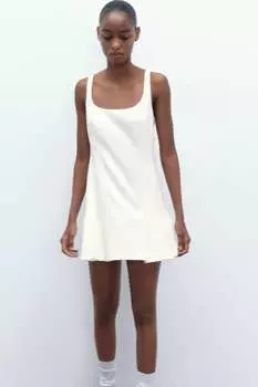 Короткое платье с коробкой ZARA, белый