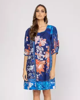 Короткое платье с круглым вырезом Niza, синий