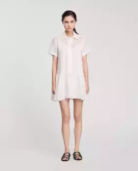 Короткое платье с кружевными деталями Sandro, белый
