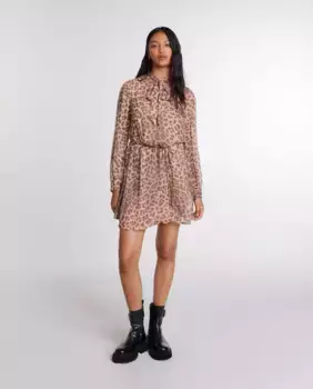 Короткое платье с леопардовым принтом Maje, коричневый