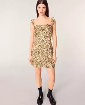 Короткое платье с леопардовым принтом Maje, мультиколор
