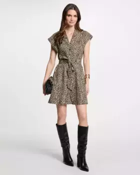 Короткое платье с леопардовым принтом Morgan, коричневый