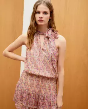 Короткое платье с люрексовым принтом Green Coast, цвет 150 Vainilla