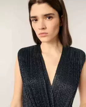 Короткое платье с металлическим отливом Maje, темно-синий