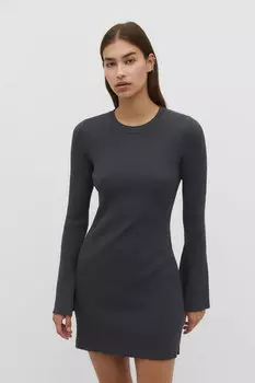 Короткое платье с объемными рукавами Stradivarius, серый