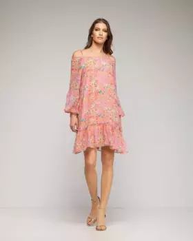 Короткое платье с оборкой и бретельками Niza, мультиколор